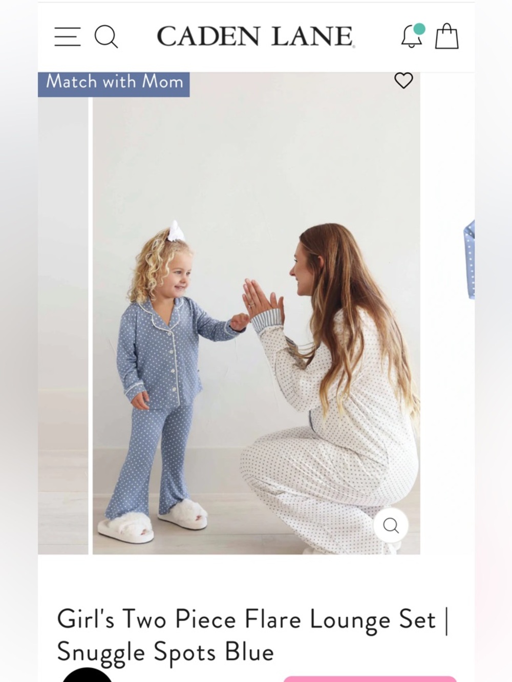 Caden Lane Girl's Two Piece Flare Lounge Set Snuggle Spots Blue, 4T, NWT